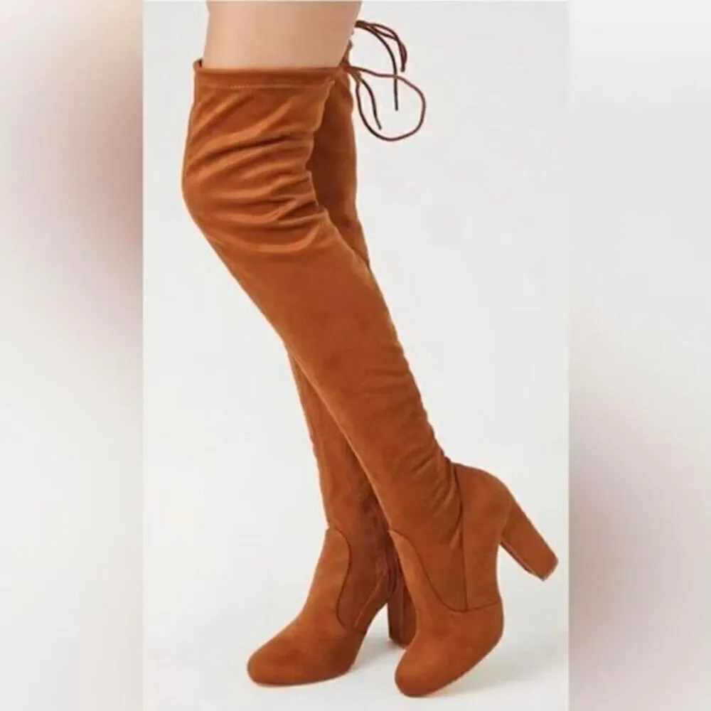 FOREVER 21 BROWN OVER THE KNEE BOOTS